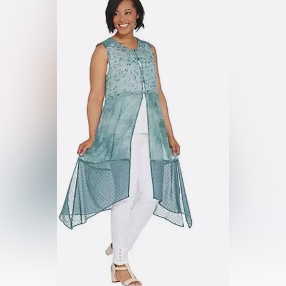 New Logo By Lori Goldstein Patchwork Button Front… - image 1